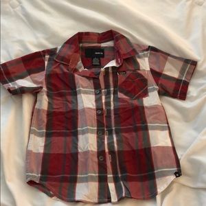 Hurley red plaid button down shirt. Size 5